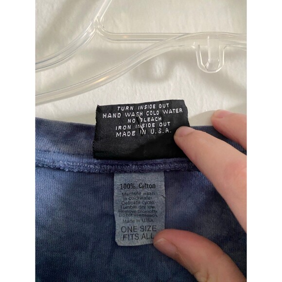 Philip Noel Blue Tie Dye Western One Size T-Shirt with Fringe and Gold Accents - Picture 4 of 5